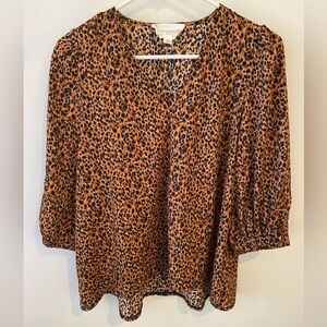 Pomander Place Hollis Leopard Print Blouse - Brown and Black size small